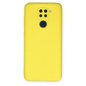 Newface Xiaomi Redmi Note 9 Nano İçi Kadife Silikon Sarı Kılıf