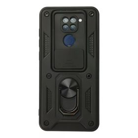 Newface Xiaomi Redmi Note 9 Pars Lens Yüzüklü Silikon Siyah Cep Telefonu Kılıfı