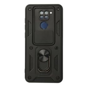 Newface Xiaomi Redmi Note 9 Pars Lens Yüzüklü Silikon Siyah Cep Telefonu Kılıfı