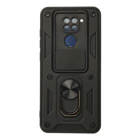 Newface Xiaomi Redmi Note 9 Pars Lens Yüzüklü Silikon Siyah Cep Telefonu Kılıfı