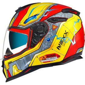 Nexx SX.100 Gigabot Full Face Sarı Kırmızı Motosiklet Kaskı