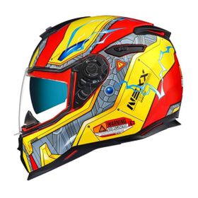 Nexx SX.100 Gigabot Full Face Sarı Kırmızı Motosiklet Kaskı