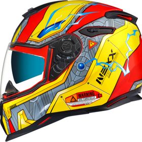 Nexx SX.100 Gigabot Kapalı Sarı-Kırmızı Motosiklet Kaskı