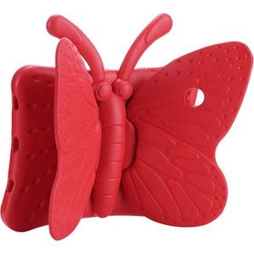 Nezih Case Apple iPad 9.7 2018 Butterfly Standlı Kırmızı + Nano Ekran Koruyucu Kırmızı Silikon Cep Telefonu Kılıf