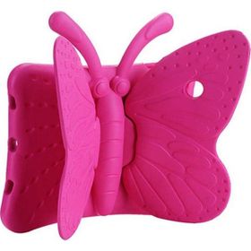 Nezih Case Apple iPad 9.7 2018 Butterfly Standlı Koyu Pembe + Nano Ekran Koruyucu Koyu Pembe Silikon Cep Telefonu Kılıf