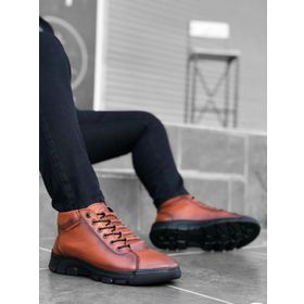 NgrC BA0213 Gizli Bağcıklı Hakiki Deri Taba Erkek Yarım Bilek Bot