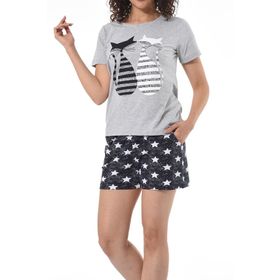 Nicoletta Kadın Şortlu Kısa Kollu Cepli Pamuk Pijama Takımı