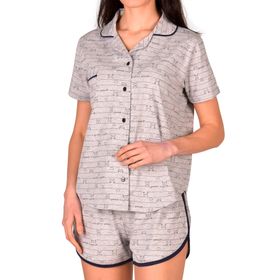 Nicoletta Kısa Kollu Düğmeli Cepli Pamuk Kadın Pijama Takımı