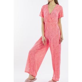 Nicoletta NIC1006_R16 Pembe Neon Dantelli Kadın Pareo Tulum Plaj Elbisesi