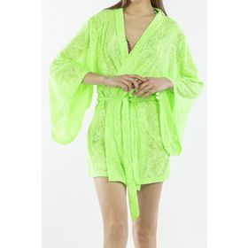 Nicoletta NIC1026_R18 Yeşil Dantelli Kadın Pareo Kaftan Sabahlık