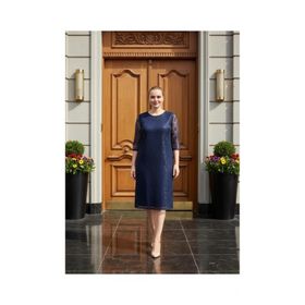 Nidya Moda 4009DL Dantel Lacivert Kadın Elbise