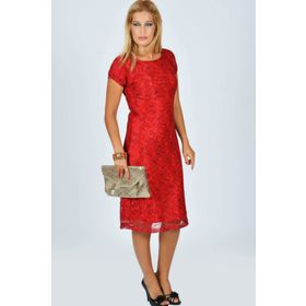 Nidya Moda 4035DK Kırmızı Kadın Elbise