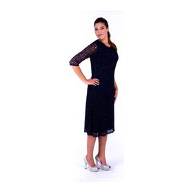 Nidya Moda 4036Yl Dantel Lacivert Kadın Elbise
