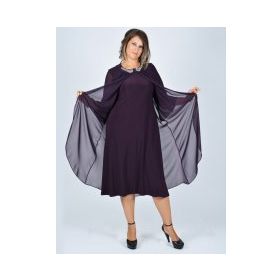 Nidya Moda 4037M Mürdüm Kadın Elbise