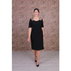 Nidya Moda 4155AS Siyah Omuz Taşlı Şeritli Abiye Elbise