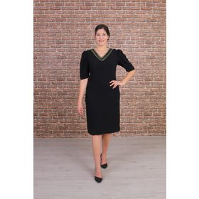 Nidya Moda 4158S Siyah Büyük Beden Taşlı Yaka Abiye Kadın Elbise
