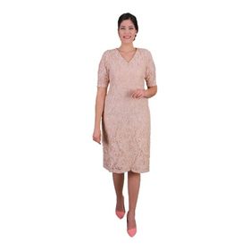 Nidya Moda 4161B Dantel Bej Kadın Elbise