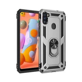Nihcase Samsung Galaxy A11 Vega Yüzüklü Tank Kapaklı Gümüş Nano Ekran Koruyuculu Silikon Cep Telefonu Kılıf