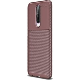 Nihcase Xiaomi Redmi K30 Negro Karbon Desenli Kahverengi Silikon Cep Telefonu Kılıf