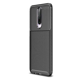 Nihcase Xiaomi Redmi K30 Negro Karbon Desenli Kahverengi Silikon Cep Telefonu Kılıf