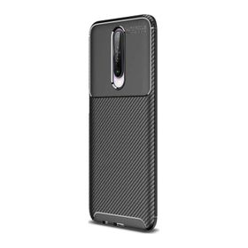 Nihcase Xiaomi Redmi K30 Negro Karbon Desenli Kahverengi Silikon Cep Telefonu Kılıf
