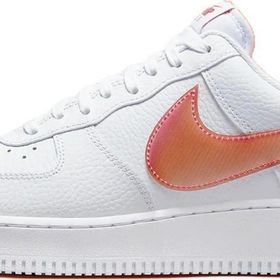 Nike Air Force 1 07 Jumbo Swoosh Leather Hakiki Deri Beyaz Turuncu Erkek Spor Ayakkabı