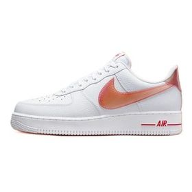 Nike Air Force 1 07 Jumbo Swoosh Leather Hakiki Deri Beyaz Turuncu Erkek Spor Ayakkabı