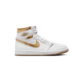 Nike Air Jordan 1 Mid Retro Sneaker Hakiki Deri Bilekli Beyaz Gold Unisex Spor Ayakkabı