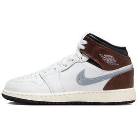 Nike Air Jordan 1 Mid SE Leather Sneaker Hakiki Deri Bilekli Günlük Beyaz Kahve Duman Unisex Spor Ayakkabı