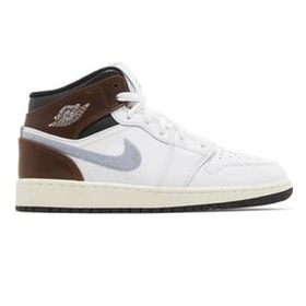 Nike Air Jordan 1 Mid SE Leather Sneaker Hakiki Deri Bilekli Günlük Beyaz Kahve Duman Unisex Spor Ayakkabı