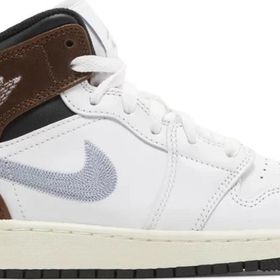 Nike Air Jordan 1 Mid SE Leather Sneaker Hakiki Deri Bilekli Günlük Beyaz Kahve Duman Unisex Spor Ayakkabı