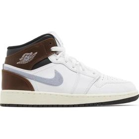 Nike Air Jordan 1 Mid SE Leather Sneaker Hakiki Deri Bilekli Günlük Beyaz Kahve Duman Unisex Spor Ayakkabı