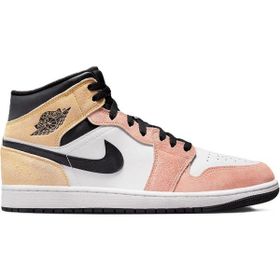 Nike Air Jordan 1 Mid SE Sneaker Hakiki Deri Bilekli Beyaz Erkek Spor Ayakkabı