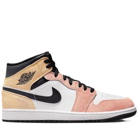 Nike Air Jordan 1 Mid SE Sneaker Hakiki Deri Bilekli Beyaz Erkek Spor Ayakkabı