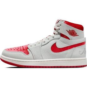 Nike Air Jordan 1 Zoom Air MİD Sneaker Hakiki Deri Bilekli Gri Kırmızı Spor Ayakkabı