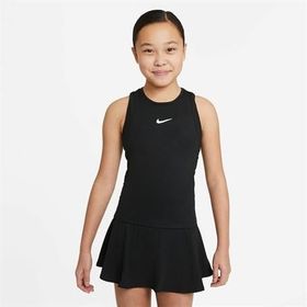 Nike CV7573-010 Court Dri-FIT Victory Siyah Kız Çocuk Tenis Üstü