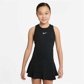 Nike CV7573-010 Court Dri-FIT Victory Siyah Kız Çocuk Tenis Üstü
