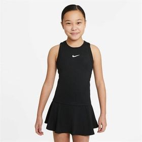 Nike CV7573-010 Court Dri-FIT Victory Siyah Kız Çocuk Tenis Üstü