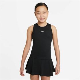 Nike CV7573-010 Court Dri-FIT Victory Siyah Kız Çocuk Tenis Üstü
