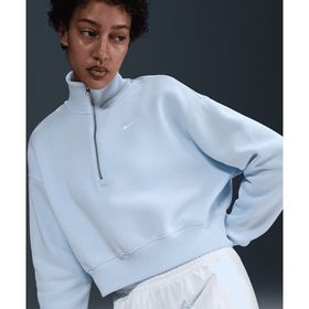 Nike DQ5767-423 Phoenix Fleece QZ Crop Mavi Kadın Sweatshirt