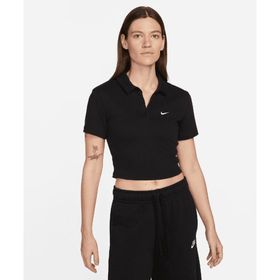 Nike DV7884-010 Essential SS Polo Crop Top Siyah Kadın T-shirt