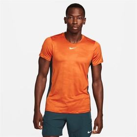 Nike DX5538-893 Court Dri-FIT Advantage Baskılı Turuncu Tenis Erkek T-shirt