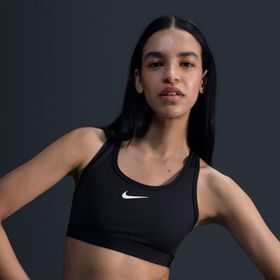 Nike DX6821-010 Siyah Swoosh Medium Support Kadın Sporcu Sütyeni