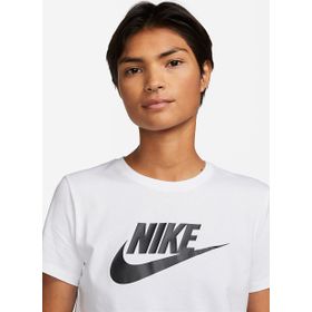 Nike DX7906-100 W NSW TEE ESSNTL ICN FTR Bisiklet Yaka Düz Beyaz Kadın T-Shirt