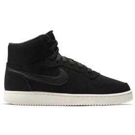 Nike Ebernon Mid Leather Womens Sneaker Black Hakiki Deri Siyah Kadın Spor Ayakkabı
