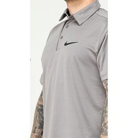 Nike EF-4545 Gri Erkek Battal Polyester Mesh Polo Yaka T-Shirt