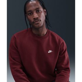 Nike FN3886-619 Club Fleece Crew Bordo Erkek Sweatshirt