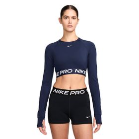 Nike FV5484-410 Mavi Pro Dri-Fit 365 Crop Kadın Antrenman T-Shirt