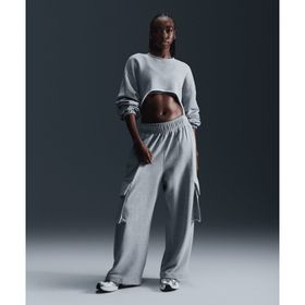 Nike FV7512-063 Sportswear Low-Rise Oversized French Terry Open-Hem Pants Gri Kadın Eşofman Altı