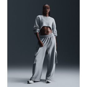 Nike FV7512-063 Sportswear Low-Rise Oversized French Terry Open-Hem Pants Gri Kadın Eşofman Altı